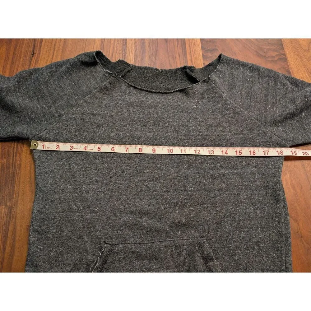 Women's Charcoal Gray Wide Cutoff Neck Fleece Raglan Pullover Sweater Sz Medium